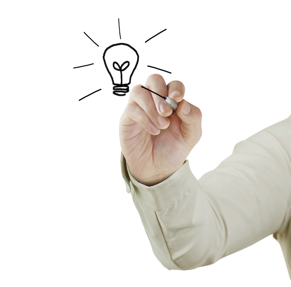 Hand drawing light bulb